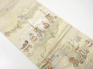 アンティーク 鉾車に草花模様織り出し袋帯(材料)